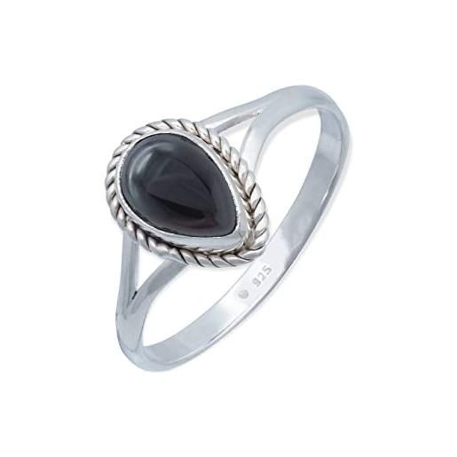 mantraroma anello argento 925 con pietre preziose onice pietra nero argento sterling da donna in vero argento (mrg-113-03-(50))