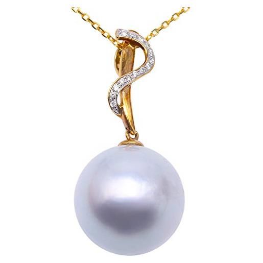 JYX Pearl jyx perle pendente australiane splendido 14,5mm rotondo bianco del mare del sud coltivata perla pendente collana punteggiato con diamanti in oro 18k qualità aaa+