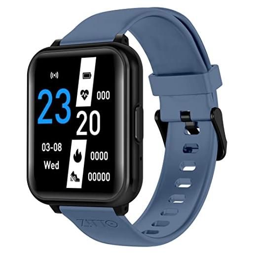Zitto ziwatch smartwatch orologio intelligente, chiamate bluethoot, riproduzione musica, fitness tracker, assistente vocale, smart home, sp02, cinturini intercambiabili (blue)