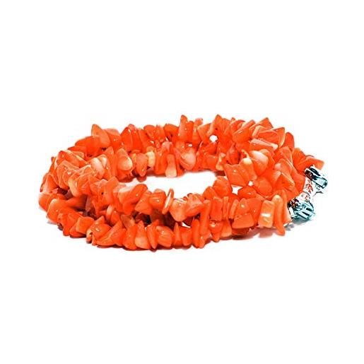 rainbow safety bracciale multistrato per donna braccialetto pietre dure naturali occhio di tigre agata ametista amazzonite perle corallo br (corallo arancione)