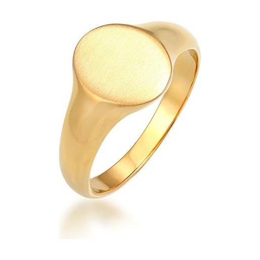 Kuzzoi - anello da uomo con sigillo ovale, in argento sterling 925 placcato oro massiccio, 12 mm di larghezza, anello in argento di base color oro giallo, colore: gold, cod. 0602962120_56