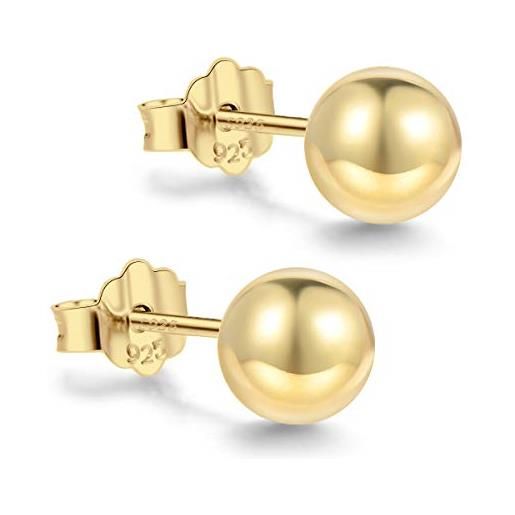 CUTEFEEL orecchini a perno in argento sterling placcato oro 18 carati, opzioni da 3 mm a 10 mm, semplici orecchini a sfera lucidati, gioielli ipoallergenici, orecchini a sfera d'oro