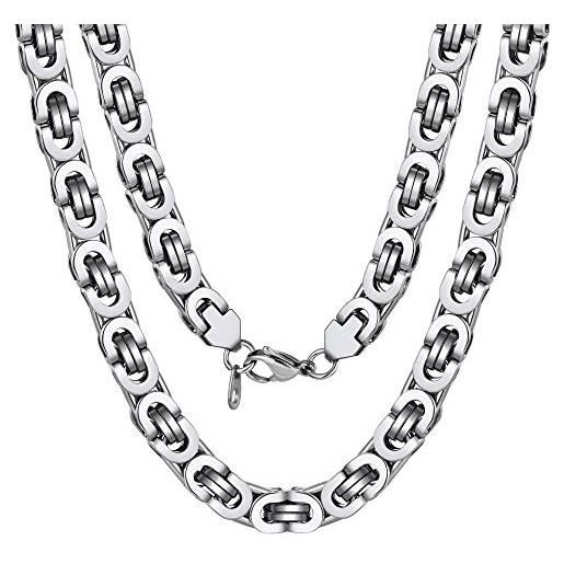 ChainsPro collana da uomo a catena bizantina, acciaio/acciaio oro/acciaio nero/oro nero, 4 mm, 18-30 pollici