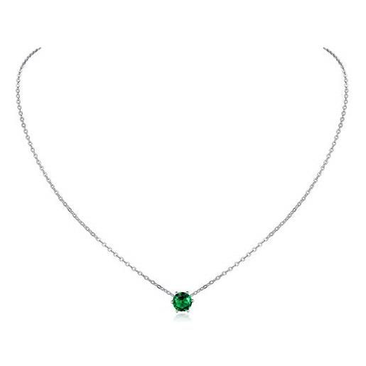ChicSilver collana argento punto luce collanina argento 925 donna collana argento pietra verde ciondolo smeraldo maggio con confezione regalo