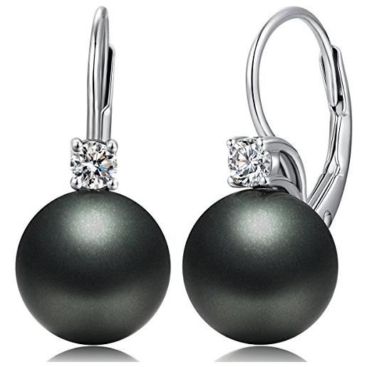 Jiahanzb orecchini di perle perla orecchini pendenti orecchini in argento 925 donna