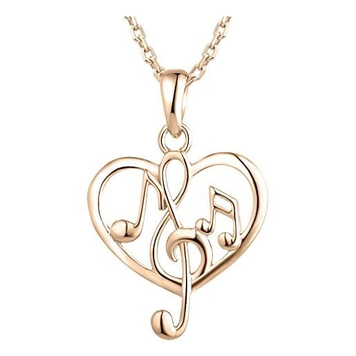 starchenie starnny collana chiave di violino argento 925, collana nota musica cuore con regali di gioielli placcati oro bianco per donna
