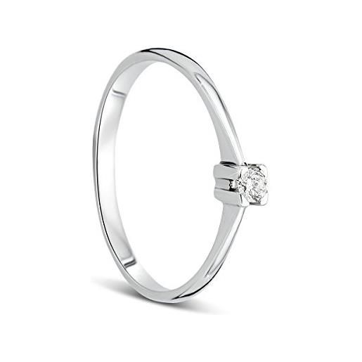 Orovi anello di fidanzamento in oro bianco 14 carati (585), con brillanti da 0,05 carati, anello con diamanti fatti a mano in italia, oro, 