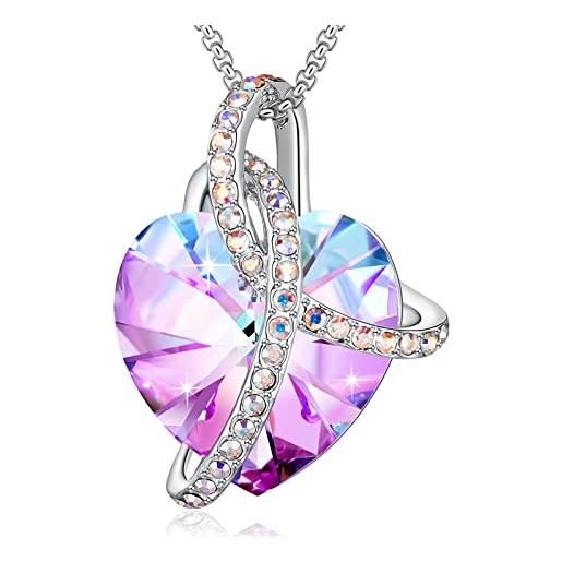 DRMglory viola cuore collana per donne cristalli lega 18+2 catena pendenti gioielleria regali per le donne nozze matrimonio anniversario sorella