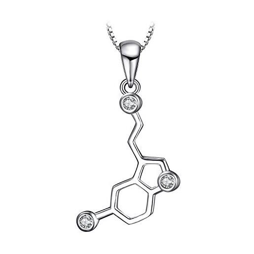 JewelryPalace unisex, donna, molecola di serotonina 0.2ct cubic zirconia pendente collana 925 sterling argento 45cm