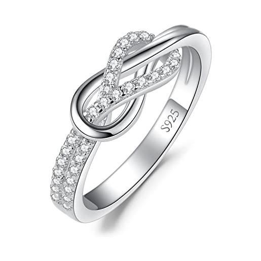 JewelryPalace 0.4ct anello infinito donna argento con cubica zirconia, anelli impilabili donna argento 925 con pietra a taglio rotondo, fedine zirconi argento anelli anniversario set gioielli donna