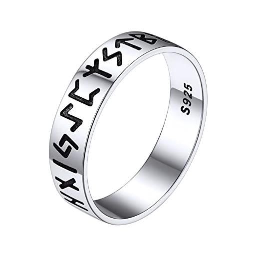 Bestyle anelli uomo fascia larga donna alfabeto runico anelli da ragazzo anelli uomo argento 925 misura 27
