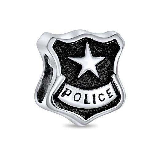 Bling Jewelry servite protect officer badge scudo di polizia charm per le donne. 925 argento adatto al braccialetto europeo