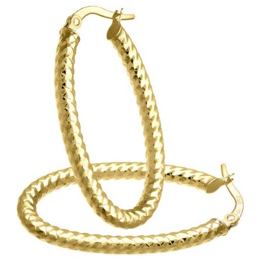 Citerna orecchini ad anello da donna, oro giallo, 9 carati 375, semplice