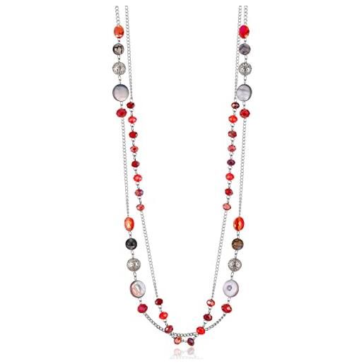 FULU AUTUMN collana lunga in argento da donna, elegante, con doppio ciondolo in perle di cristallo, gioiello di moda, regalo per le donne, perla vetro zinco, perla