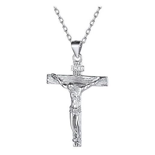 ChicSilver collana crocifisso gesù ciondolo croce cristiano argento 925 ciondolo religioso amuleto protezione portafortuna con confezione regalo