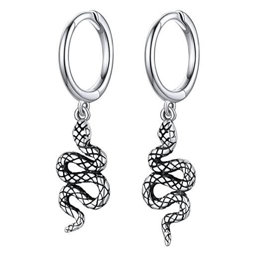 Bestyle orecchini argento donna 925，orecchini pendenti serpente, confezione regalo