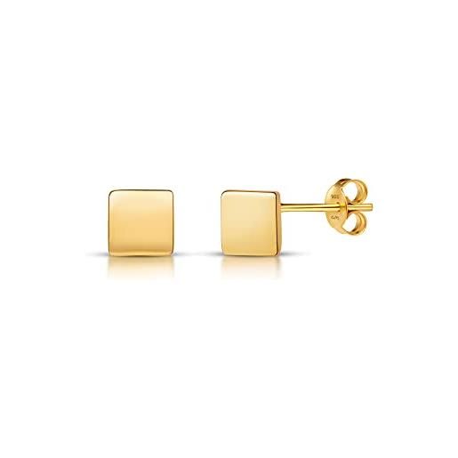 Amberta orecchini minimal da donna in argento sterling 925: quadrato placcato oro