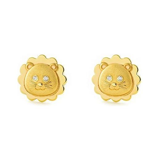 Monde Petit orecchini per bambini leone - oro giallo 9k (375) - scatola regalo - certificato di garanzia