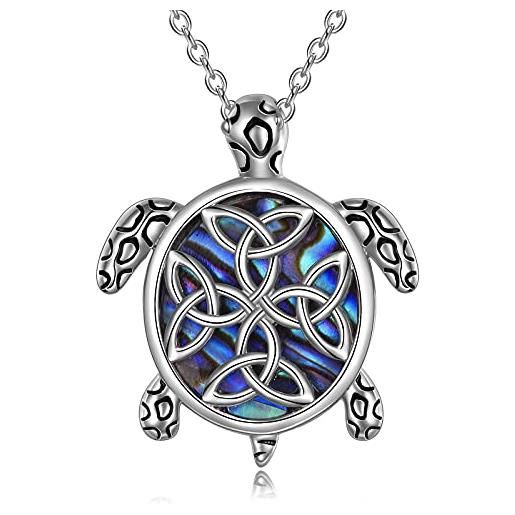 YFN collana tartaruga in argento sterling nodo celtico ciondolo tartaruga gioielli tartaruga regali per donna uomo (tartaruga)