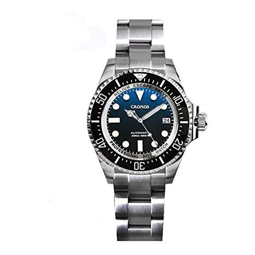 N\C nc cronos orologio subacqueo automatico acciaio vetro zaffiro acciaio 3000 metri resistenza all'acqua orologi da polso diver (blue)