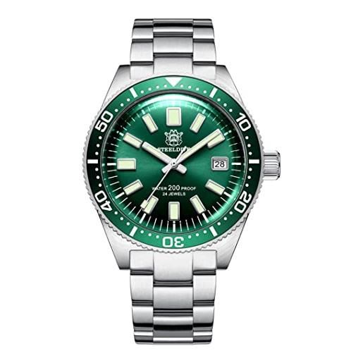 SOTAG steeldive sd1962 200m resistente all'acqua 62mas orologio subacqueo da uomo lunetta in ceramica vetro zaffiro nh35 orologi meccanici automatici, verde