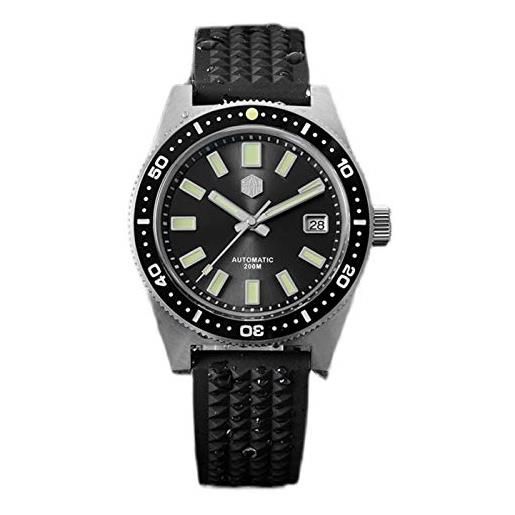 San Martin 62mas orologio subacqueo automatico da uomo, in cristallo zaffiro, resistente all'acqua fino a 200 m, cassa in acciaio inox, cinturino in silicone