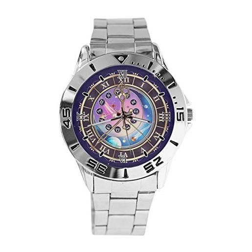 Qickly orologio da polso da donna, stile casual, analogico, al quarzo, con stampa della costellazione dello zodiaco, orologio sportivo