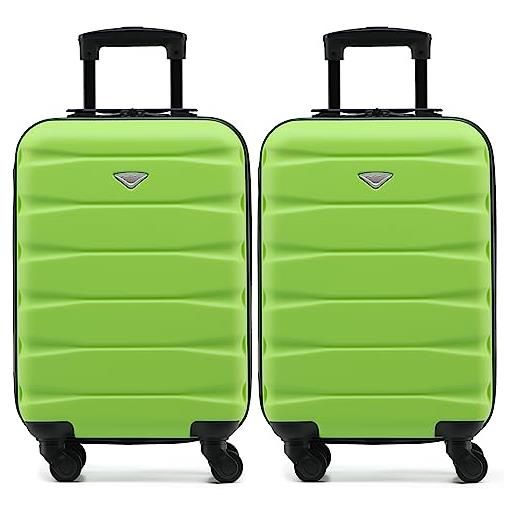 Flight Knight set di 2 valigie rigide in abs leggere con 4 ruote, bagaglio a mano da cabina approvato per oltre 100 compagnie aeree come easy. Jet, british airways, ryan. Air, emirates e molte altre
