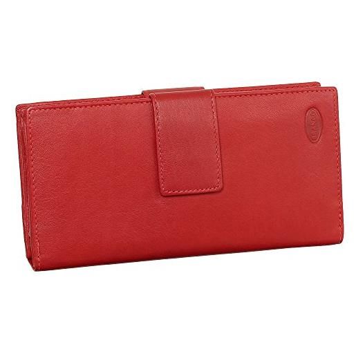 Ledershop24 portafoglio da donna in pelle di lusso xxxl con chiusura lampo, 18,5 cm, colori assortiti, colore: rosso, taglia unica, moderno