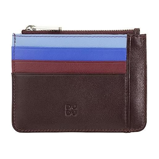 Dudu bustina porta carte di credito in vera pelle colorata portafogli con zip burgundy scuro
