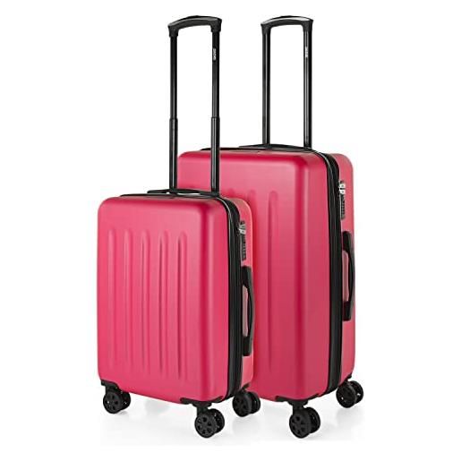 SKPAT - set valigie - set valigie rigide offerte. Valigia grande rigida, valigia media rigida e bagaglio a mano. Set di valigie con lucchetto combinazione tsa 175116, fucsia
