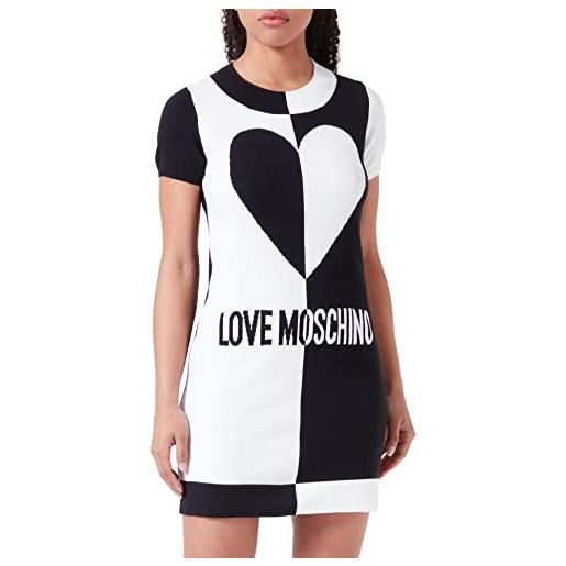 Love Moschino short-sleeved tube dress, nero bianco, 54 donna