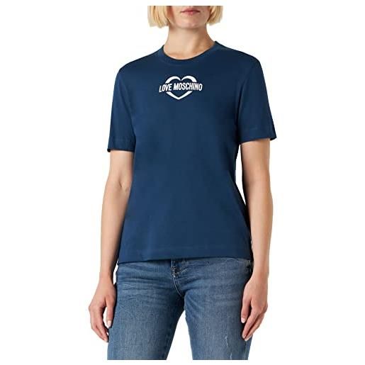 Love Moschino maglietta a maniche corte con vestibilità regolare t-shirt, nero, 44 donna