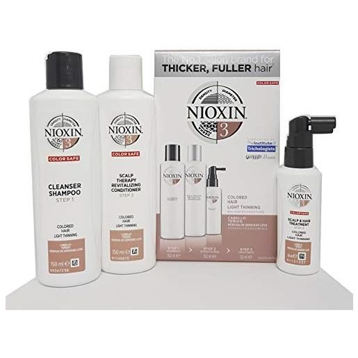 Nioxin - system 3, sistema trifasico per la cura dei capelli, cleanser + scalp revitaliser + scalp treatment, 3 pz. 