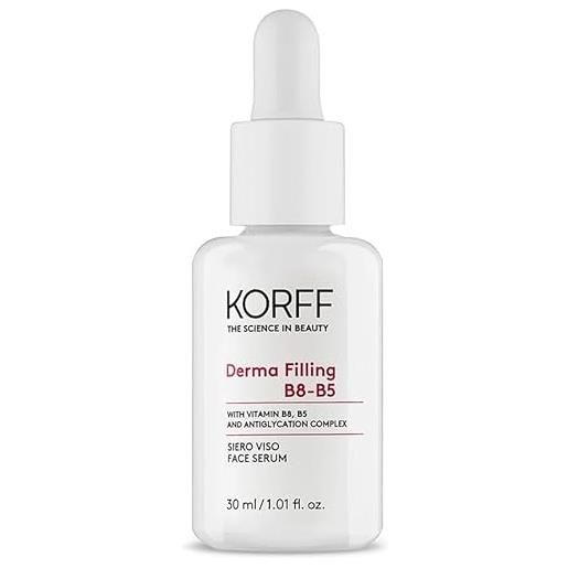Korff derma filling b8-b5 siero viso, ridensifica la pelle e riduce le rughe, per pelli mature, formula antietà con vitamine b8 e b5, confezione da 30ml
