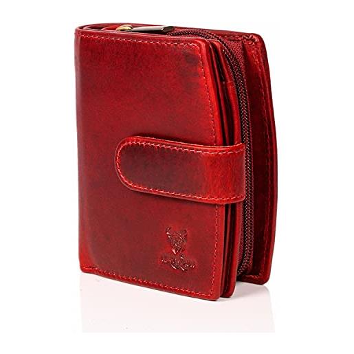 Matador borsa da donna in vera pelle tüv testato rfid protezione donne portafoglio molti slot per carte (rosso)