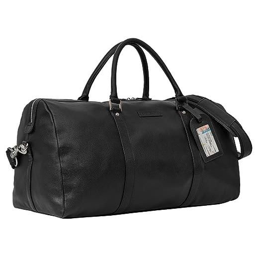 STILORD 'hercules' borsa da viaggio grande in pelle weekender da uomo borsa grande in pelle borsa sportiva da donna borsa da weekend pelle, colore: nero