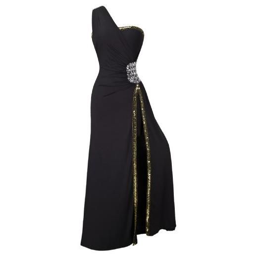 Angel-fashions donna una spalla split sinistra prom abito da sera grande nero
