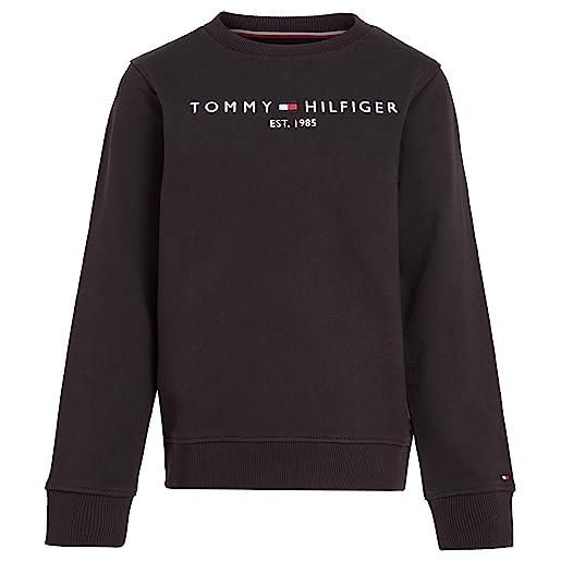 Tommy Hilfiger felpa bambini unisex essential sweatshirt senza cappuccio, grigio (light grey heather), 12 anni