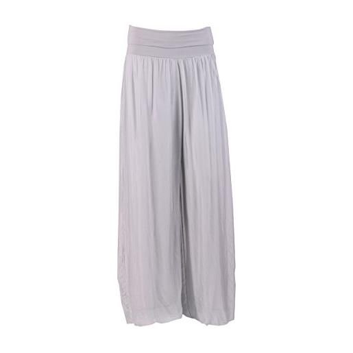 LushStyleUK - pantaloni da donna in seta italiana, con elastico in vita, taglie forti (mocha)
