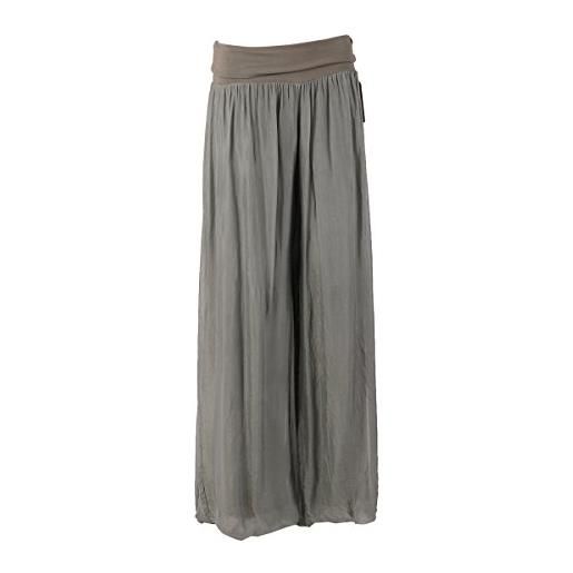 LushStyleUK - pantaloni da donna in seta italiana, con elastico in vita, taglie forti (mocha)