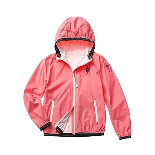 Blauer giacca a vento rosa da donna con patch logo