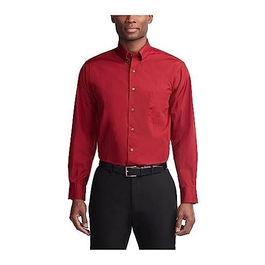 Van Heusen camicie abiti regular fit setosa popeline solido elegante, rosso, 19.5-20 neck 36-37 sleeve uomo