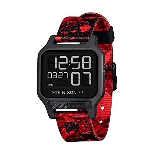 NIXON heat a1320-100m orologio sportivo digitale ultra sottile da uomo resistente all'acqua (quadrante da 38 mm, cinturino in pu/gomma/silicone) 20 mm, nero/rosso. , osfm, 