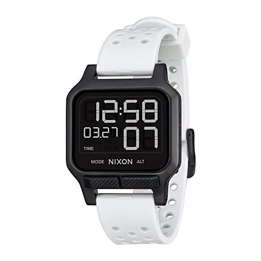 NIXON heat a1320-100m orologio sportivo digitale ultra sottile da uomo resistente all'acqua (quadrante da 38 mm, cinturino in pu/gomma/silicone) 20 mm, nero / bianco, osfm, calore