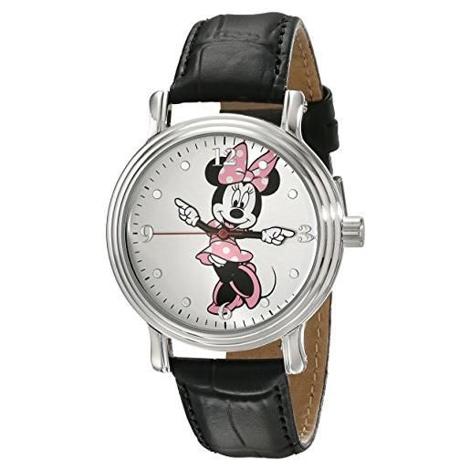Disney orologio da polso da donna minnie mouse, argento, movimento al quarzo