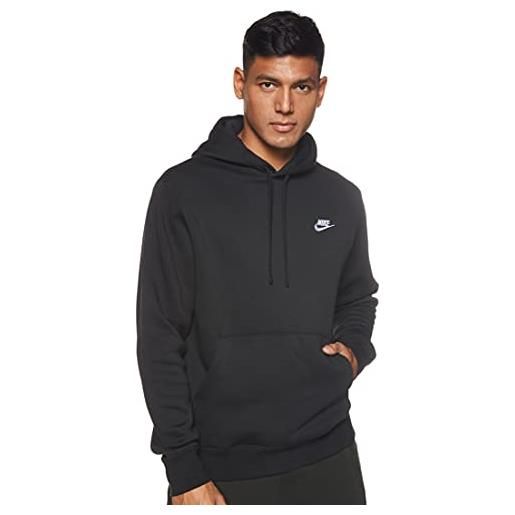 Nike sportswear club fleece, felpa con cappuccio unisex-adulto, nero (black/black/white), s