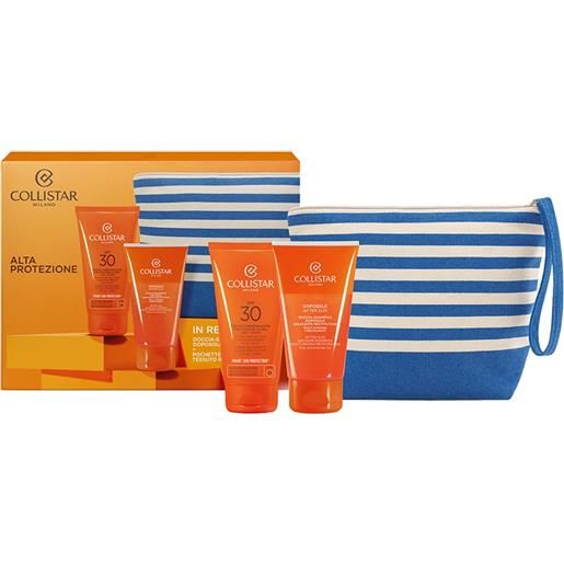 COLLISTAR kit crema abbronzante spf30 + doposole doccia-shampoo 150ml + pochette
