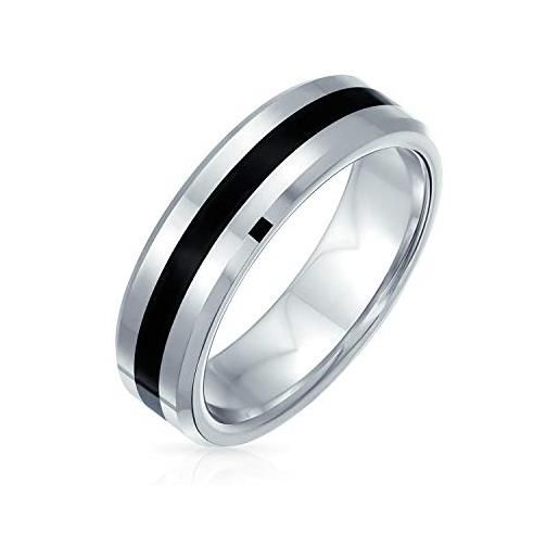 Bling Jewelry argento nero due toni banda di coppie di anelli di nozze in titanio per gli uomini per le donne comfort fit 6mm