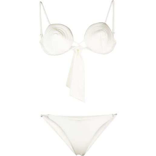 Noire Swimwear bikini con dettaglio cuciture - bianco
